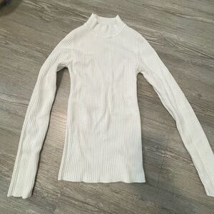 Women's White Ribbed Top